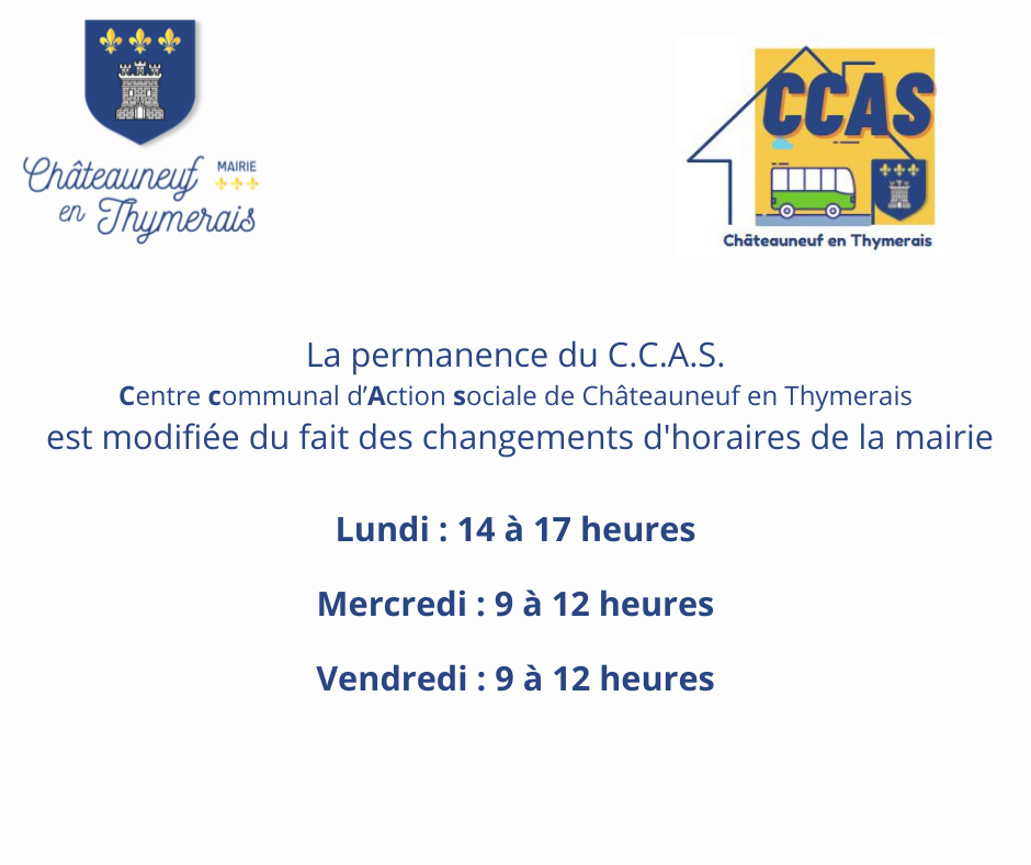 Horaire du CCAS de Châteauneuf en Thymerais
